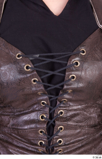  Photos Woman in Historical Dress 74 15th century Historical clothing black shirt lacing leather vest 0001.jpg